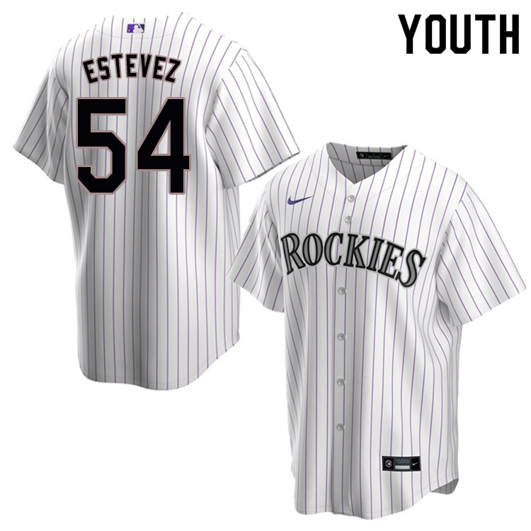 Nike Youth #54 Carlos Estevez Colorado Rockies Baseball Jerseys Sale-White - Click Image to Close